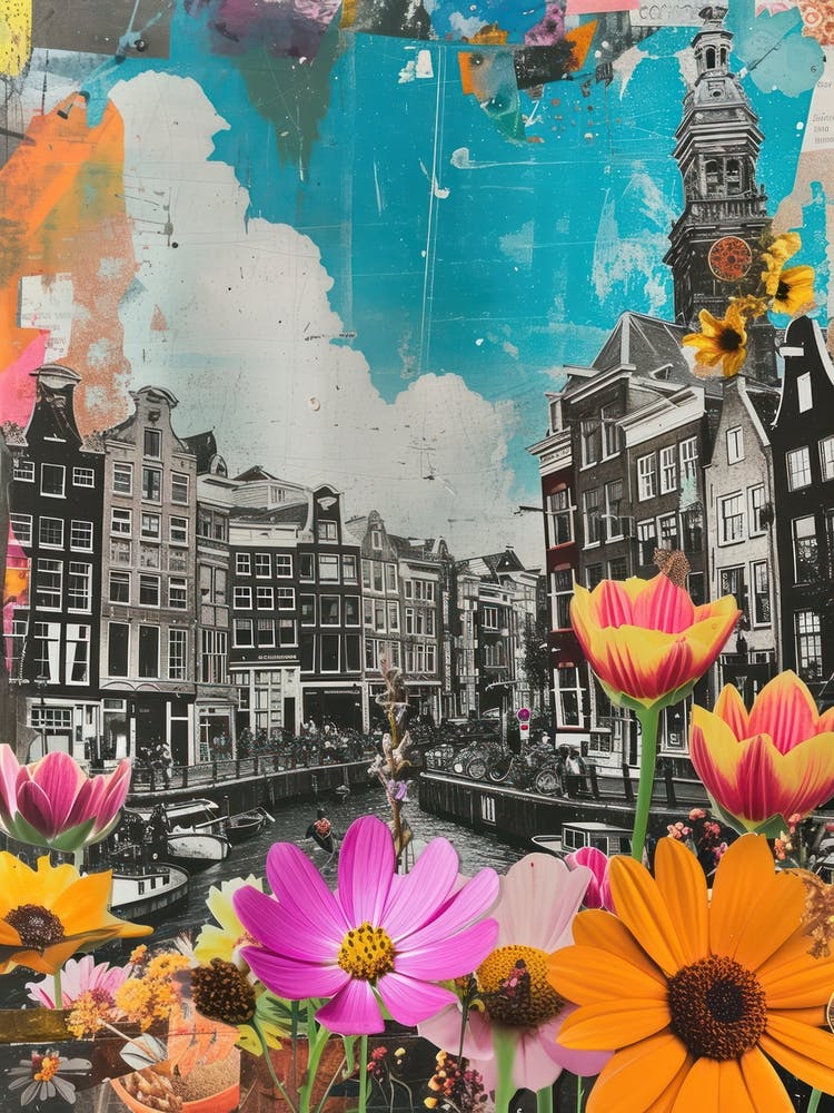 Amsterdam   Floral Retro Collage Style 4