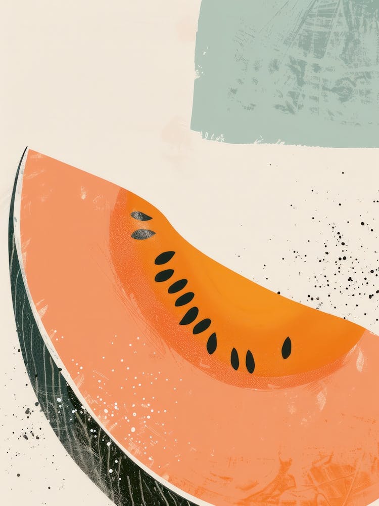 Cantaloupe Close Up Illustration 2