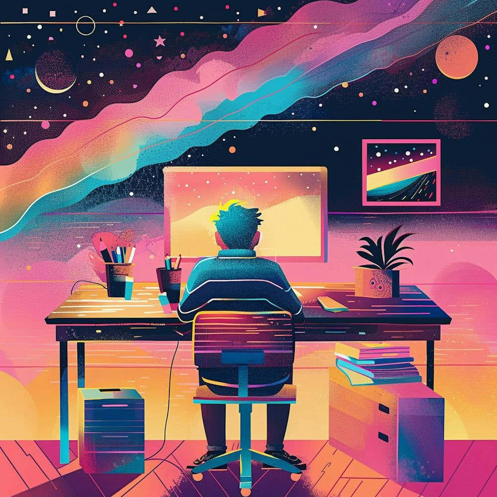 Man Working At His Computer 2