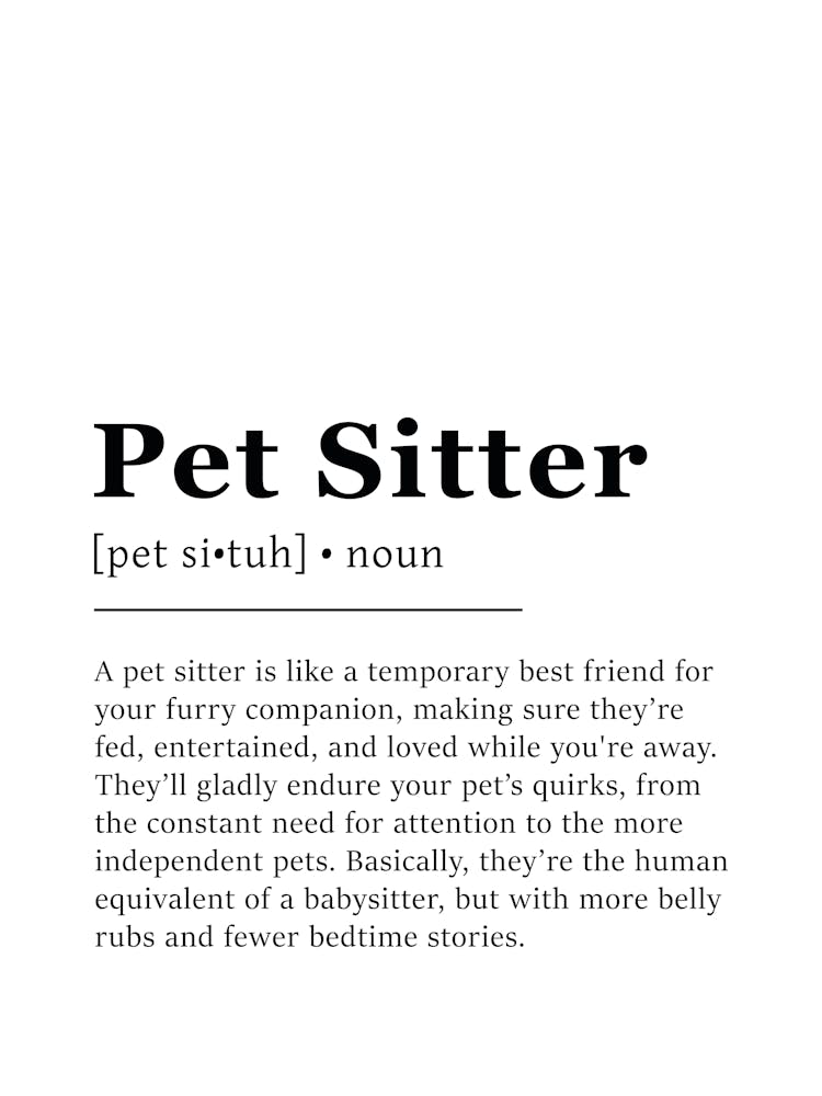 Pet Sitter Definition Poster - Dictionary