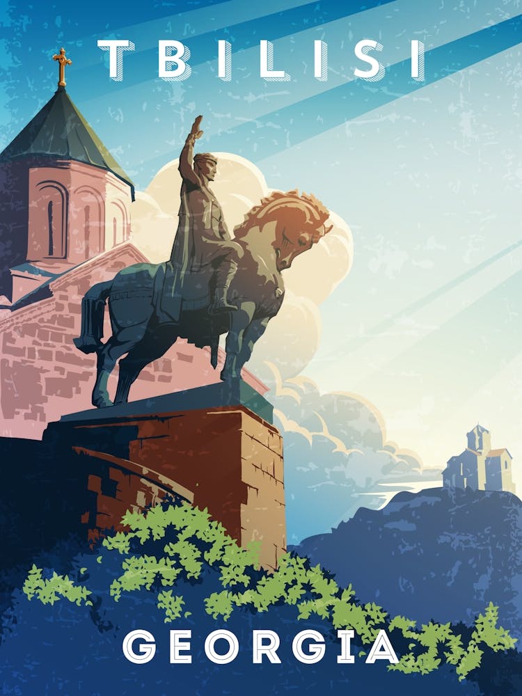 Tbilisi, Georgia — Retro Reise minimalistisches Poster 2