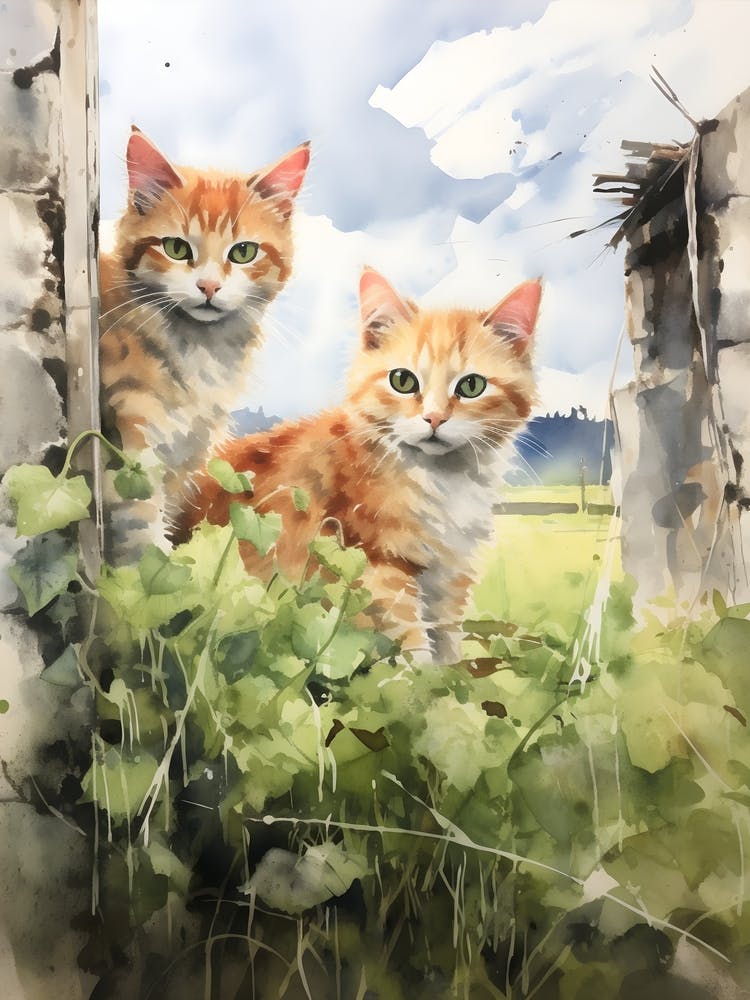 Irish Cats in Watercolor 1