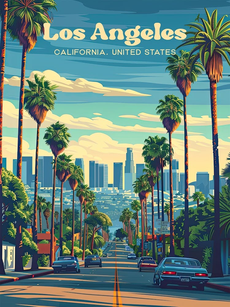 Los Angeles California Streetview Travel Illustration