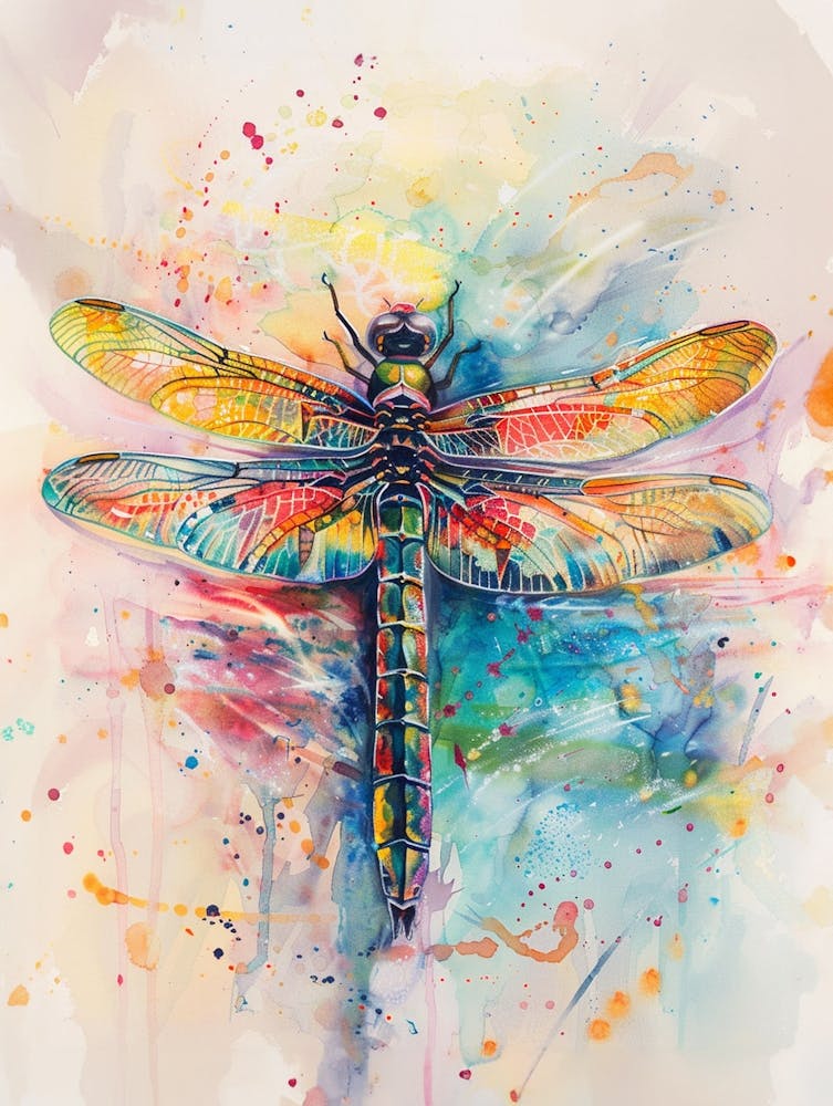 Dragonfly Colourful Watercolour 3