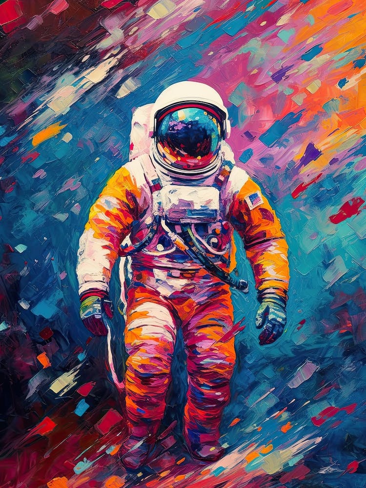 Astronaut Colourful Oil Painting 1