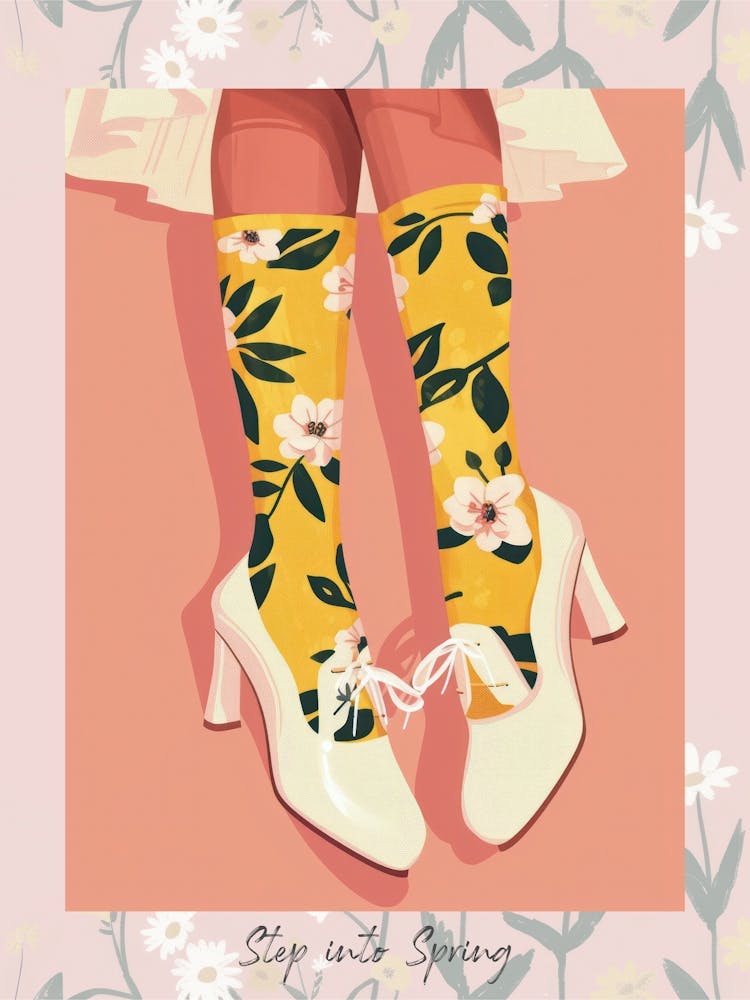 Step Into Spring Woman Step Into Spring White Shoes With Flowers 1