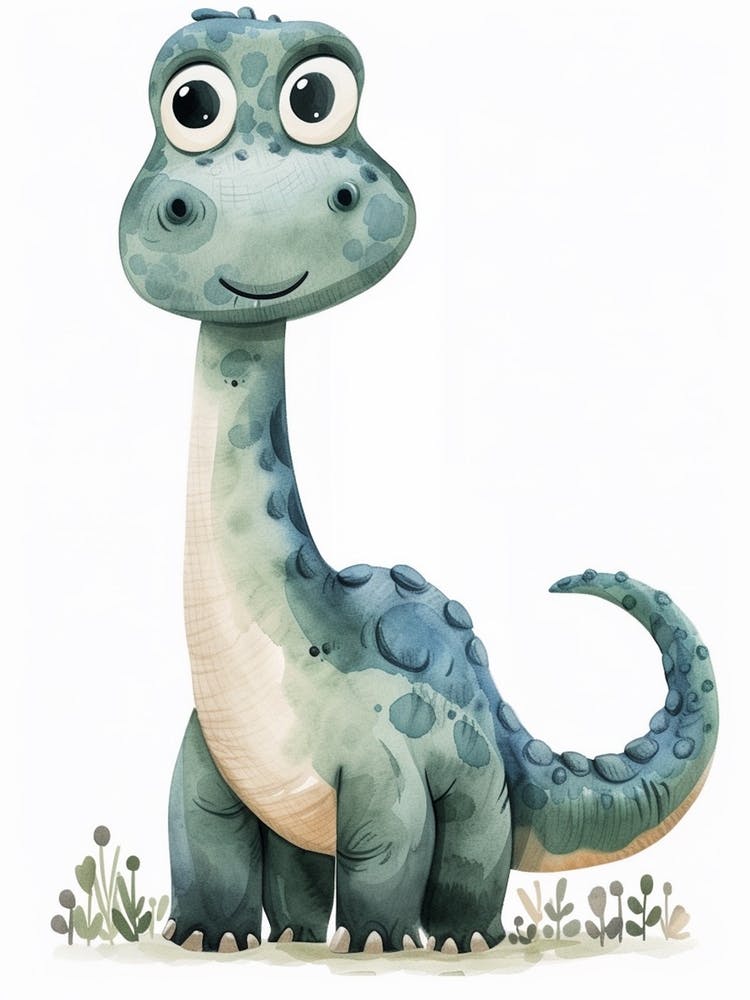 Cute Watercolour Of A Camarasaurus Dinosaur 1