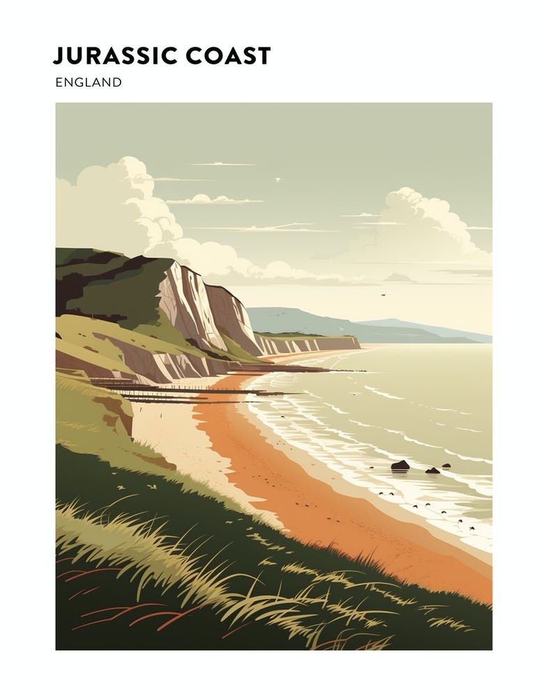 Jurassic Coast England 4 Hiking Trail Landscape Poster