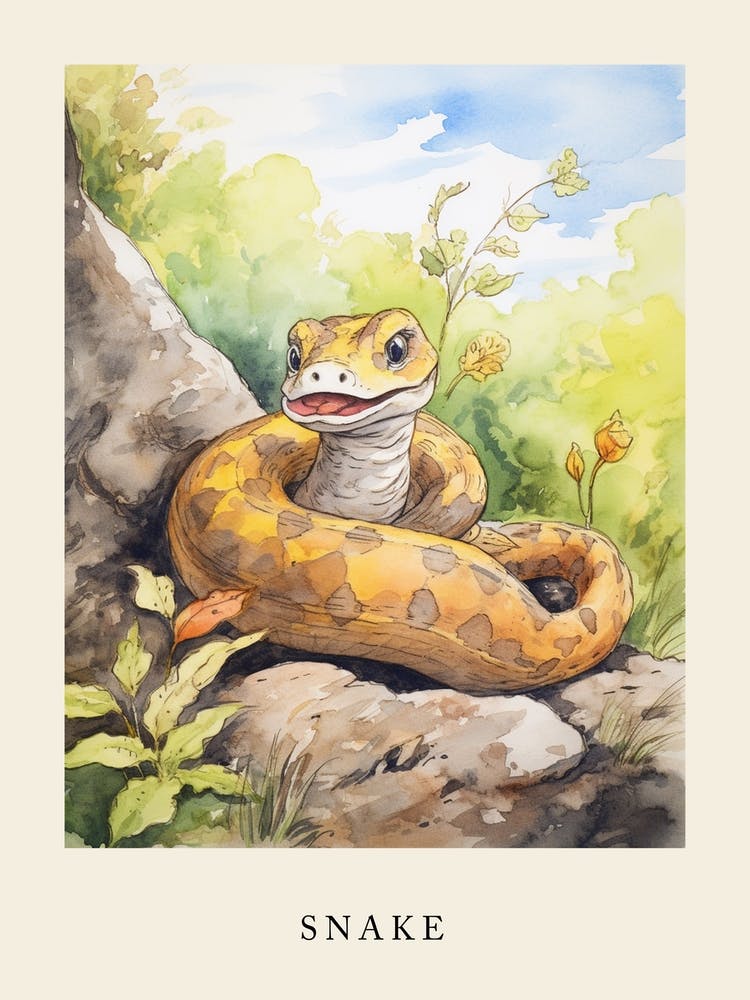 Beatrix Potter Inspired  Animal Watercolour Snake