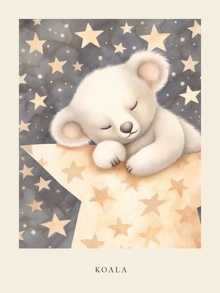 Sleeping Baby Koala 1 Nursery Poster