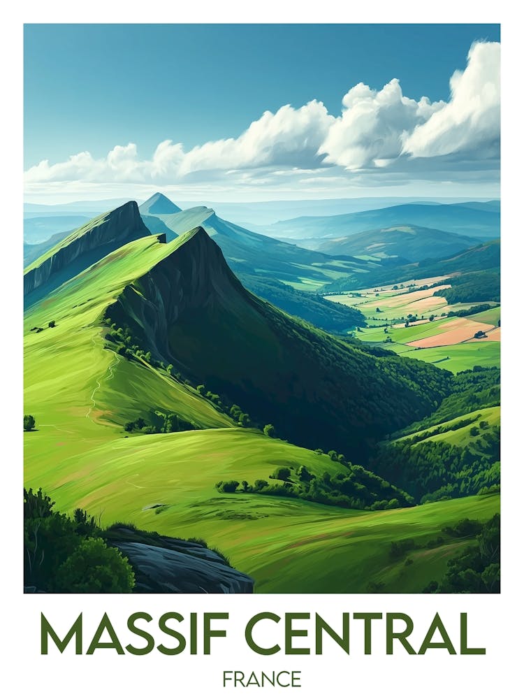Affiche de voyage Massif Central