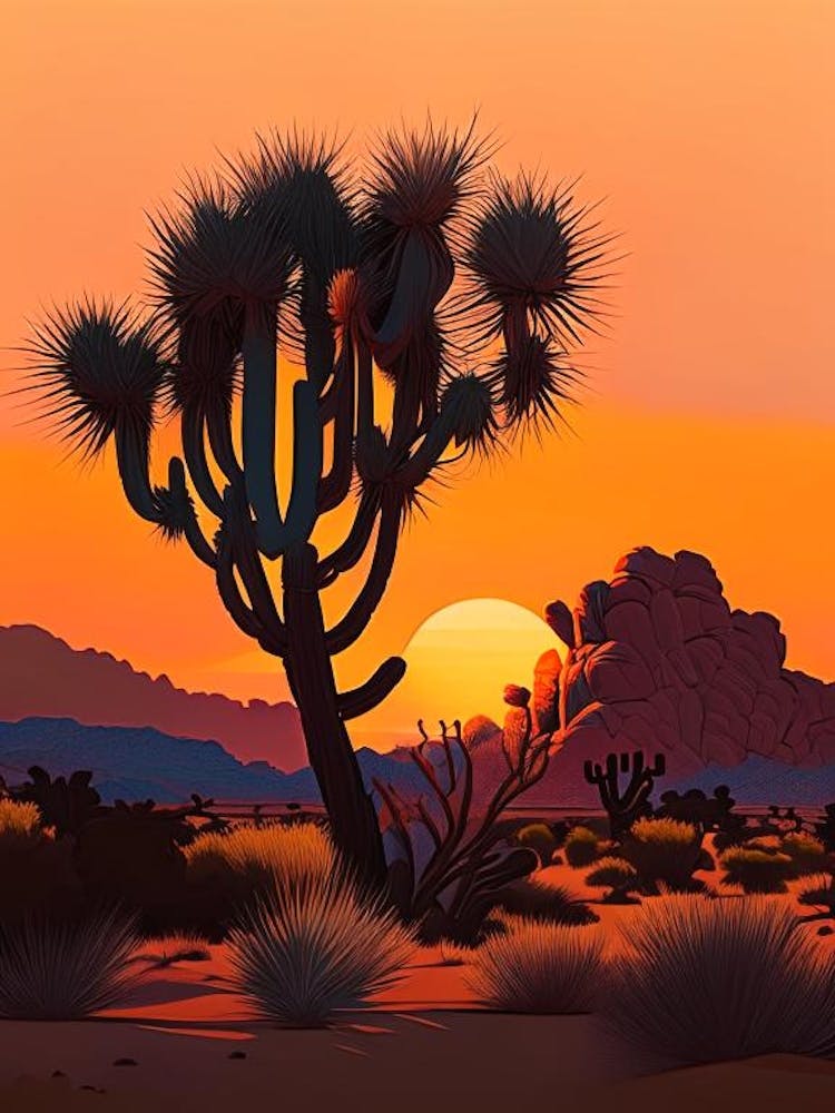 Joshua Tree At Sunrise Vintage Botanical Line Drawing  (11)