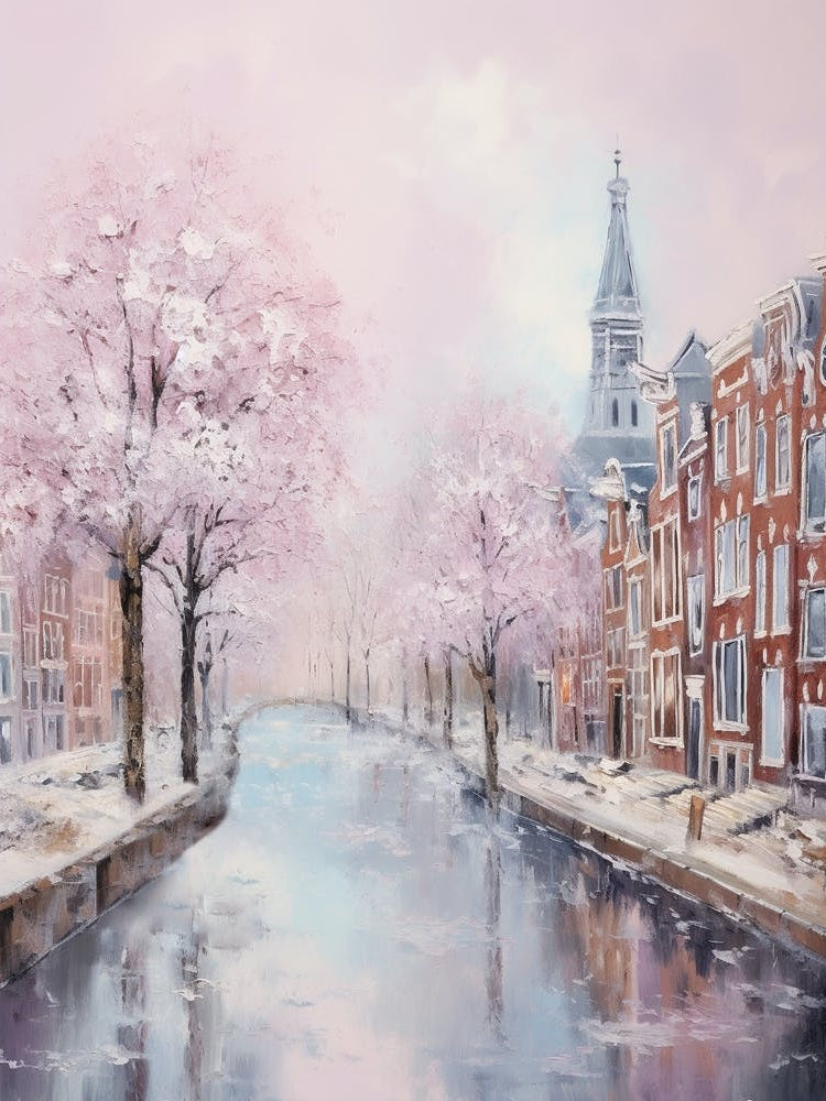 Dreamy Winter Painting Amsterdam Netherlands 3