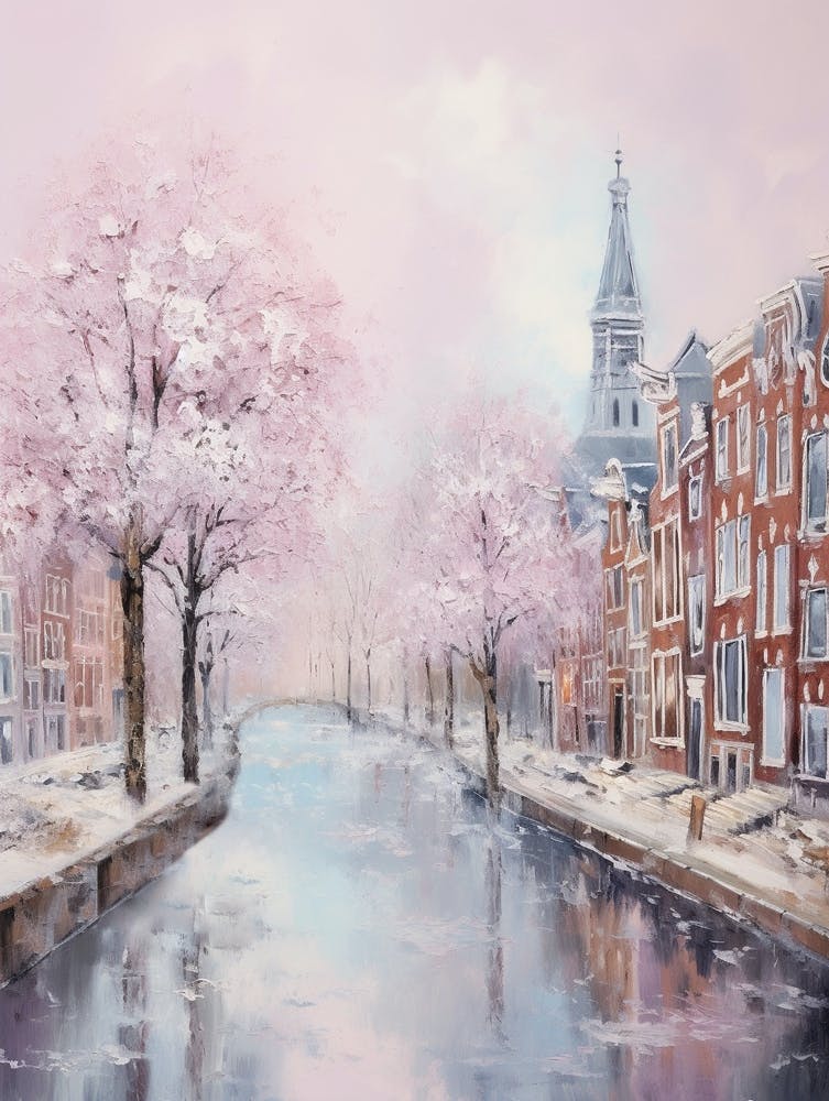 Dreamy Winter Painting Amsterdam Netherlands 3