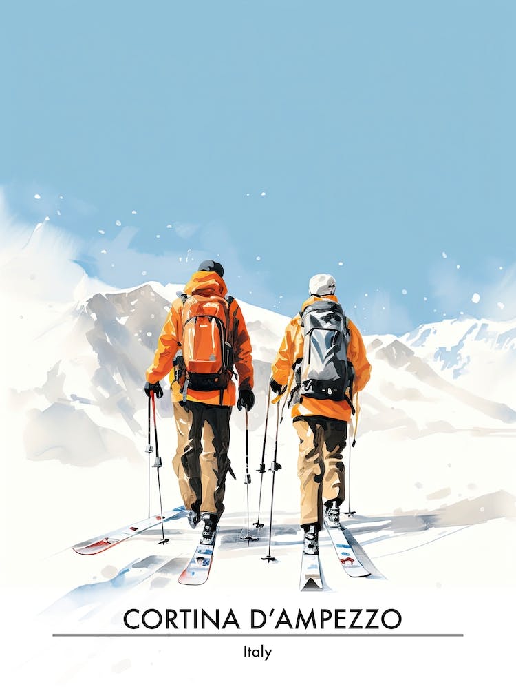 Cortina D Ampezzo   Italy, Ski Resort Poster Illustration 0