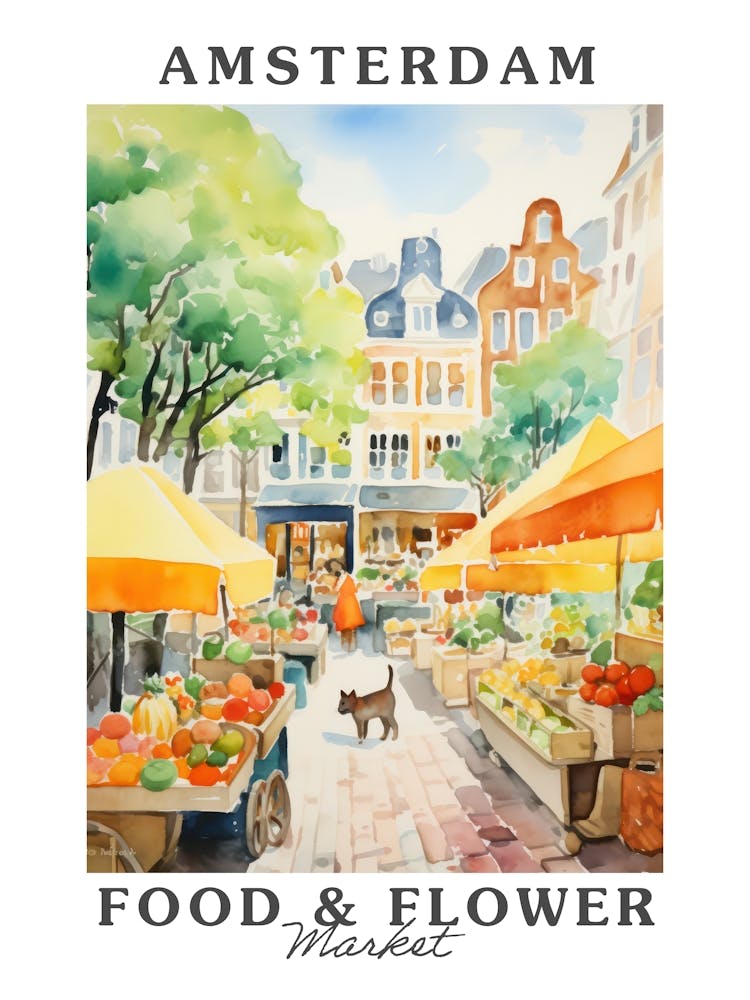 Food Market With Cats In Amsterdam 2 Poster