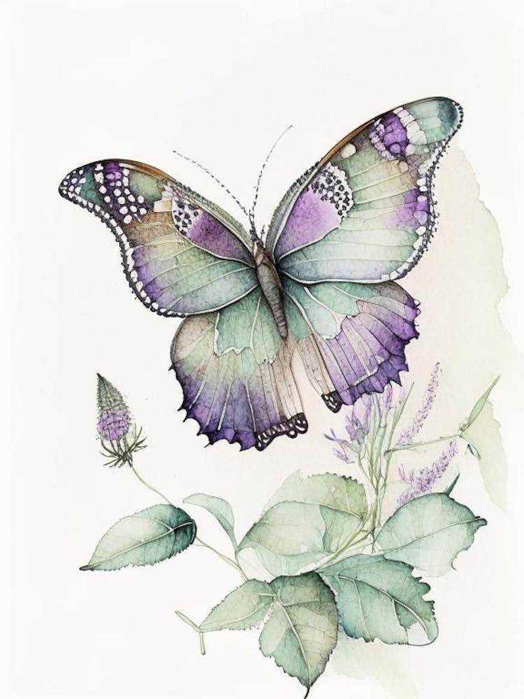 Butterfly Outline Watercolour Ink 1