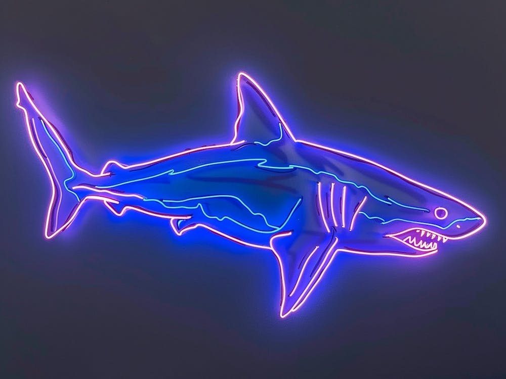 Blue Neon Great White Shark 4