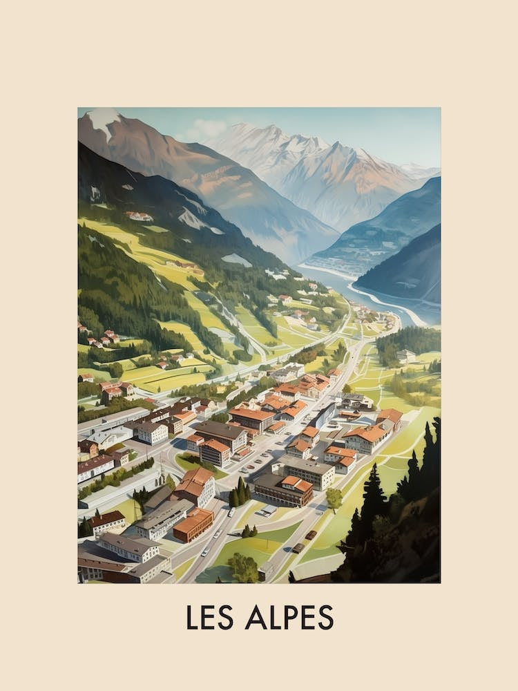 Les Alpes 3 Vintage Travel Poster