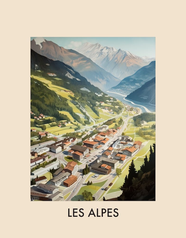 Les Alpes 3 Vintage Travel Poster