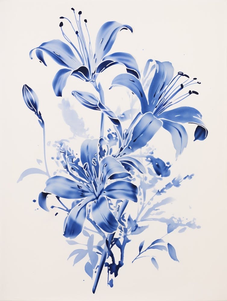 Blue Botanical Lily 2