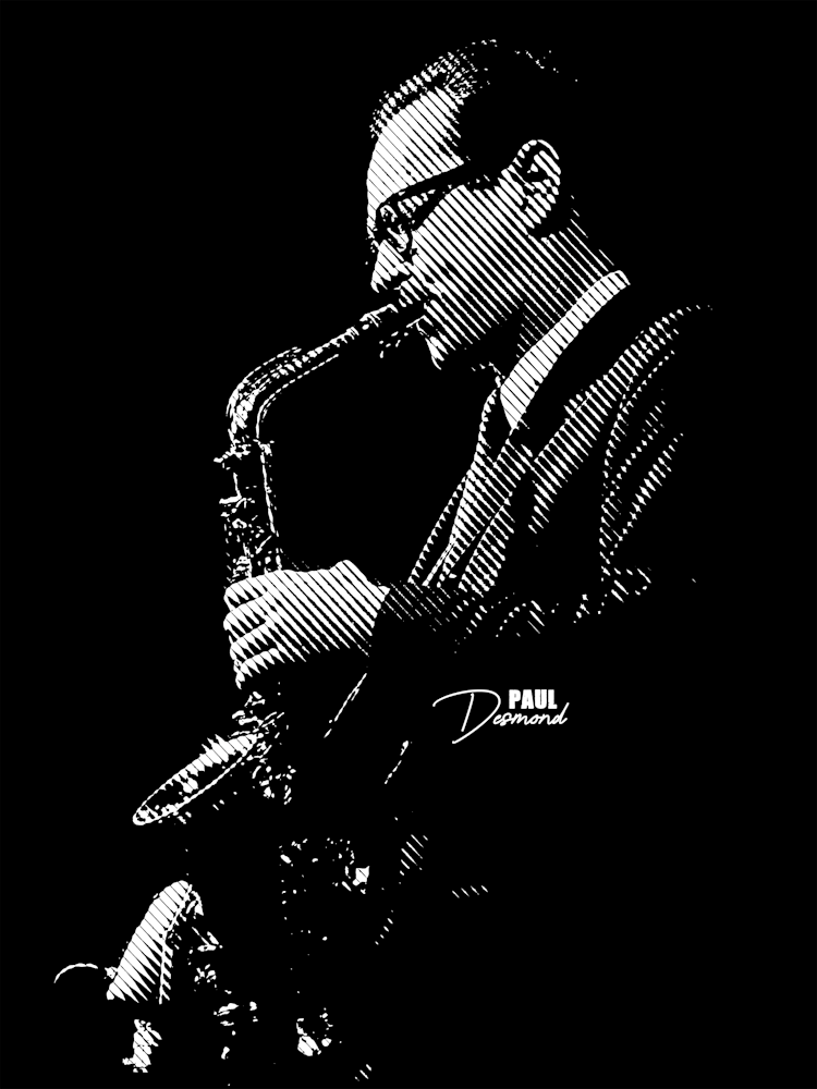 Paul Desmond American Jazz Saxophonist Music in Black White Line Art