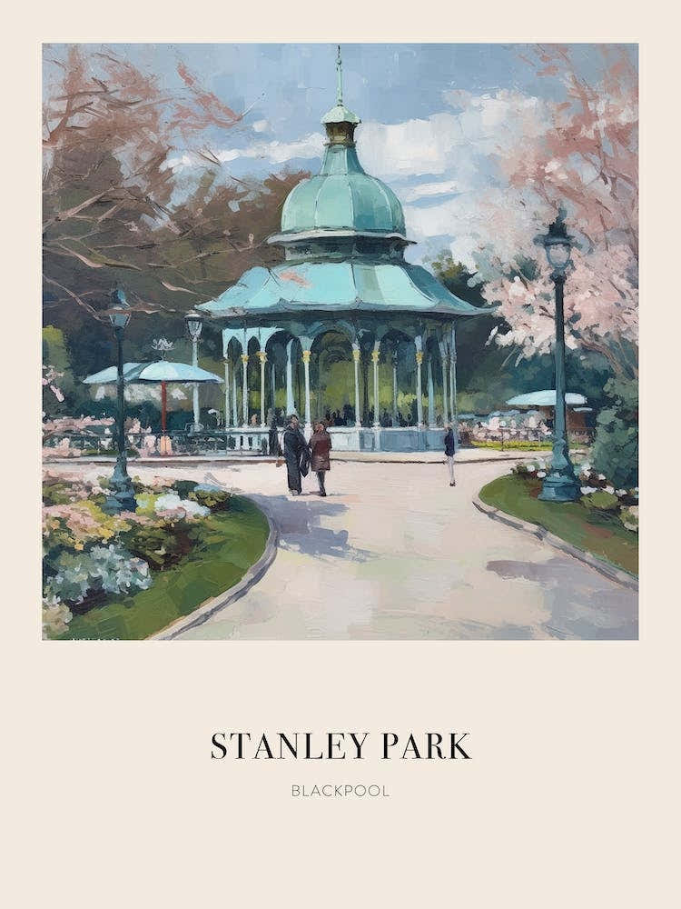 Stanley Park Blackpool United Kingdom 3 Vintage Cezanne Inspired Poster