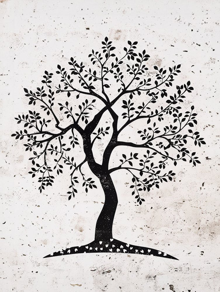 Cherry Tree Simple Geometric Nature Stencil 2