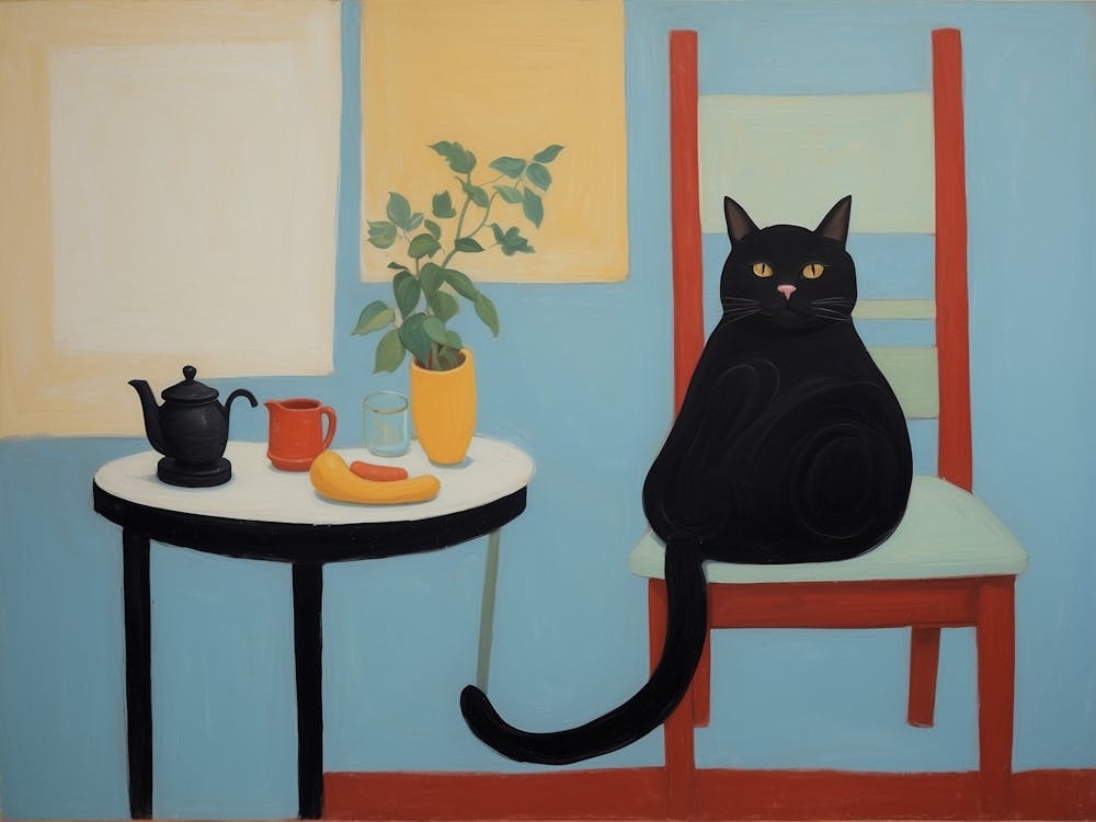 Black Cat In A Chair 1