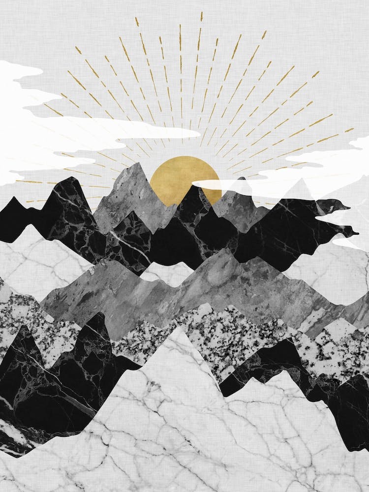 Moon Over Marble Peaks – Abstract Night Sky Art