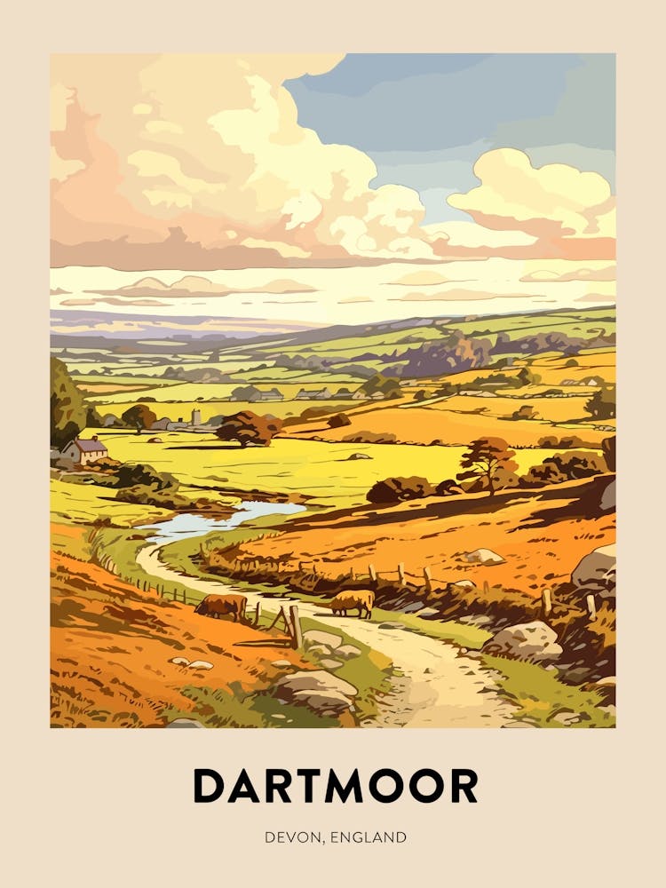 Devon Vintage Travel Poster Dartmoor 4