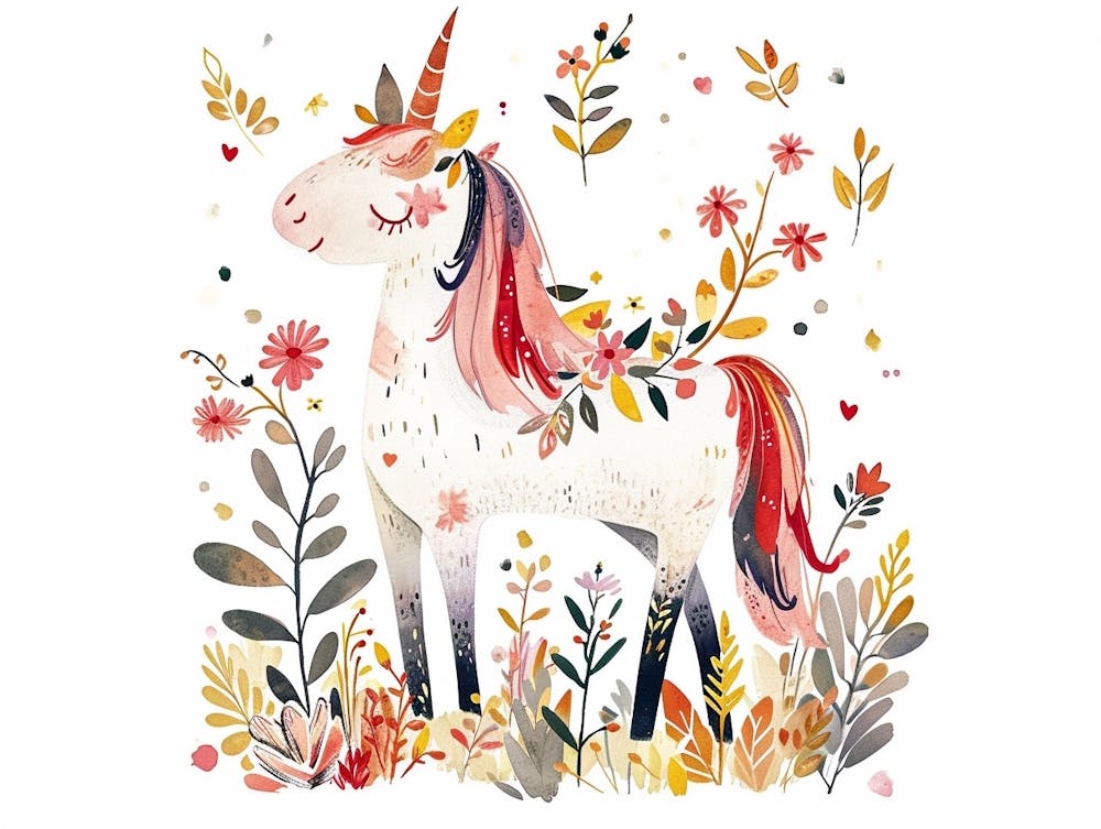 Kleines Florales Einhorn