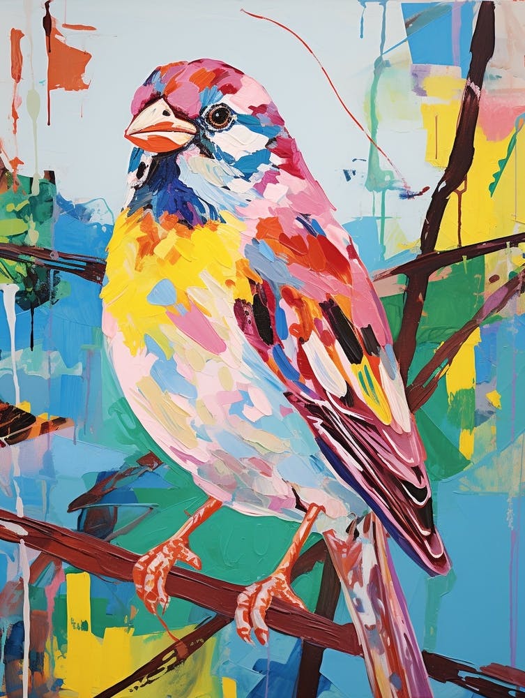 Colourful Bird Painting House Sparrow 3