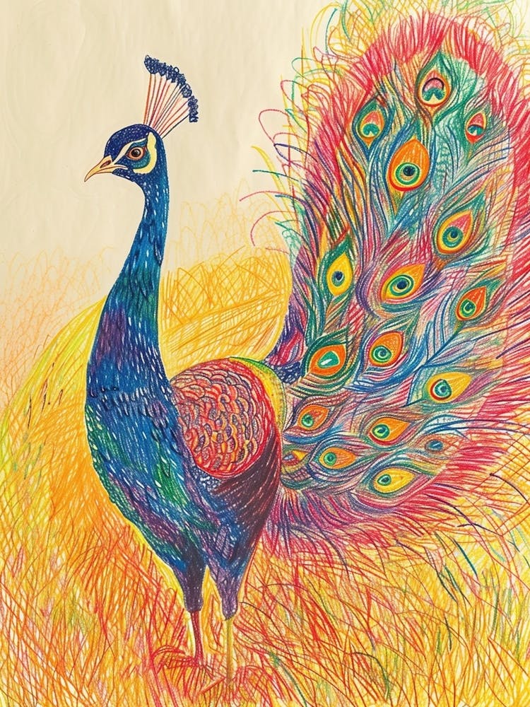 Peacock Squiggle Portrait 2