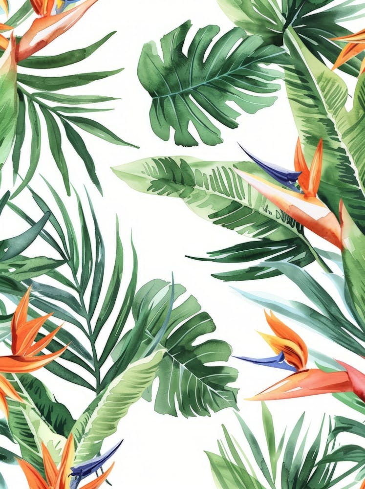 Bird Of Paradise Seamless Pattern 2