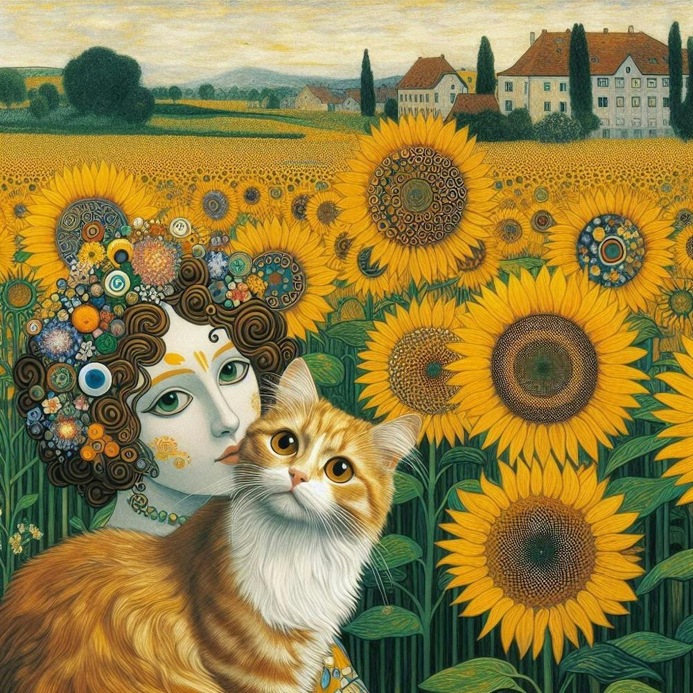 Sunflowers with cat 1