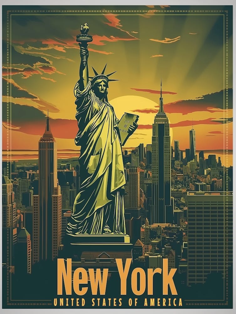 Vintage Reiseposter Für New York