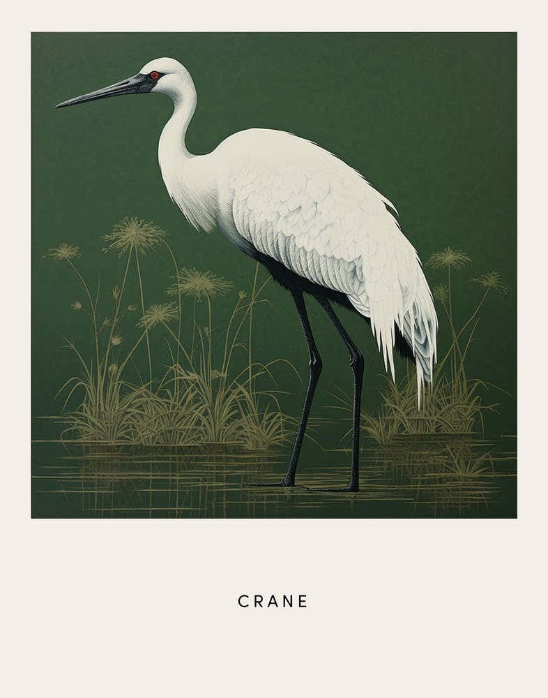 Ohara Koson Inspired Bird Painting Crane 4 Poster