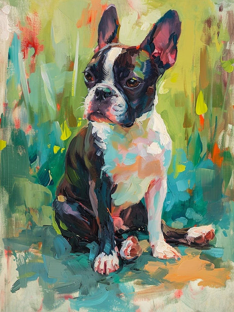 Boston Terrier Acrylic Painting 1