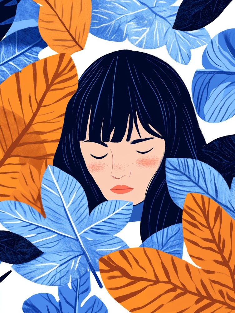Illustration Of A Girl With Leaves 7