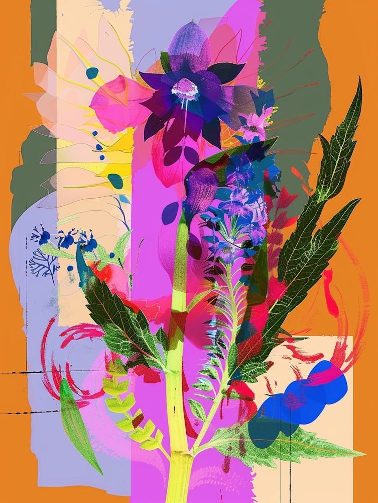 Rittersporn 1 Neon-Blumen-Collage