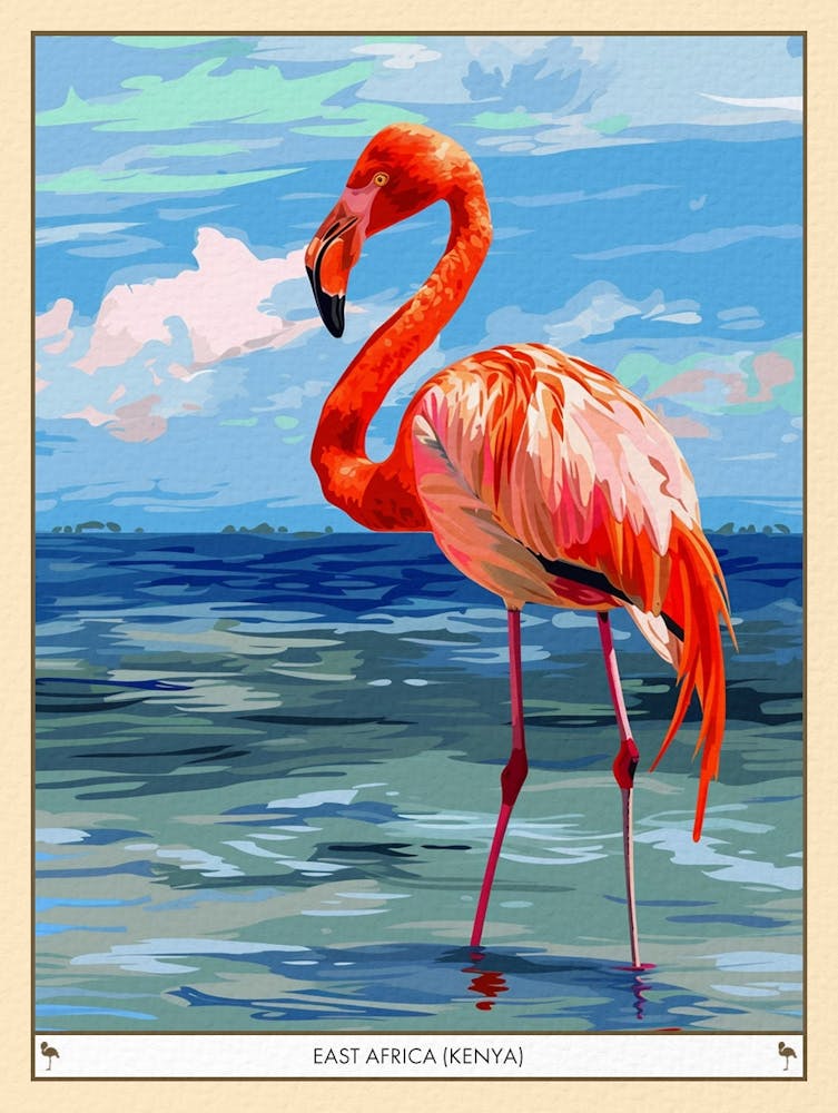 Greater Flamingo East Africa Kenya Tropical Illustration 7 Poster