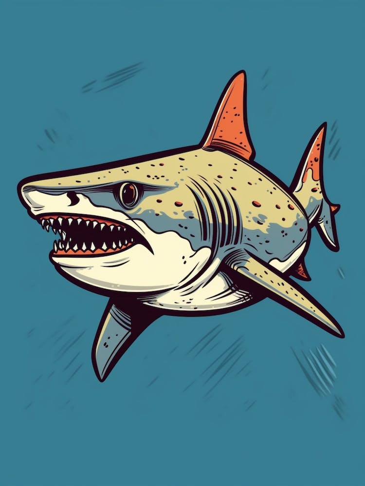 A Tiger Shark In A Vintage Cartoon Style 1