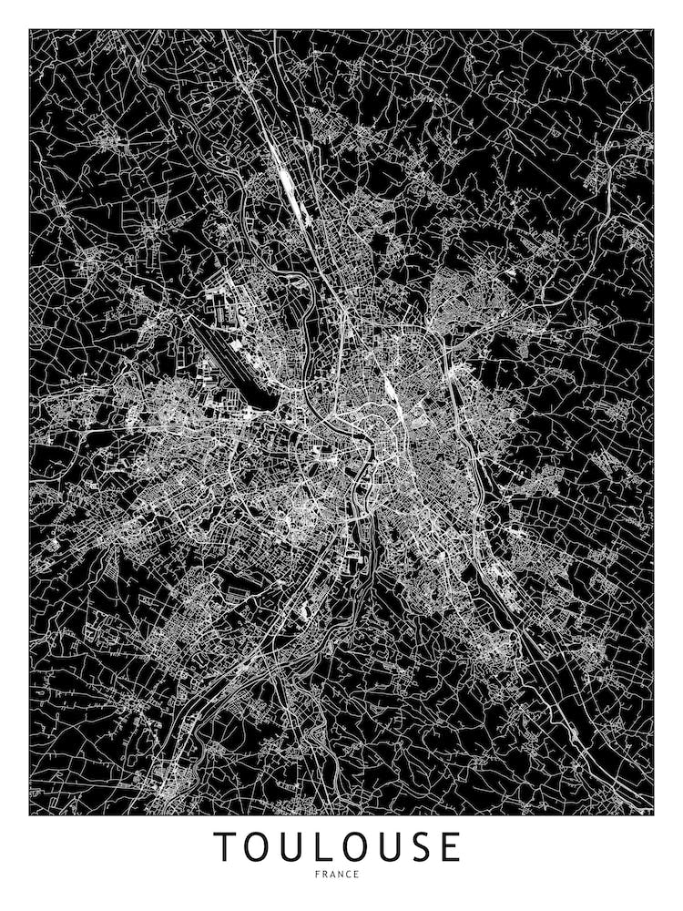 Toulouse Black And White Map