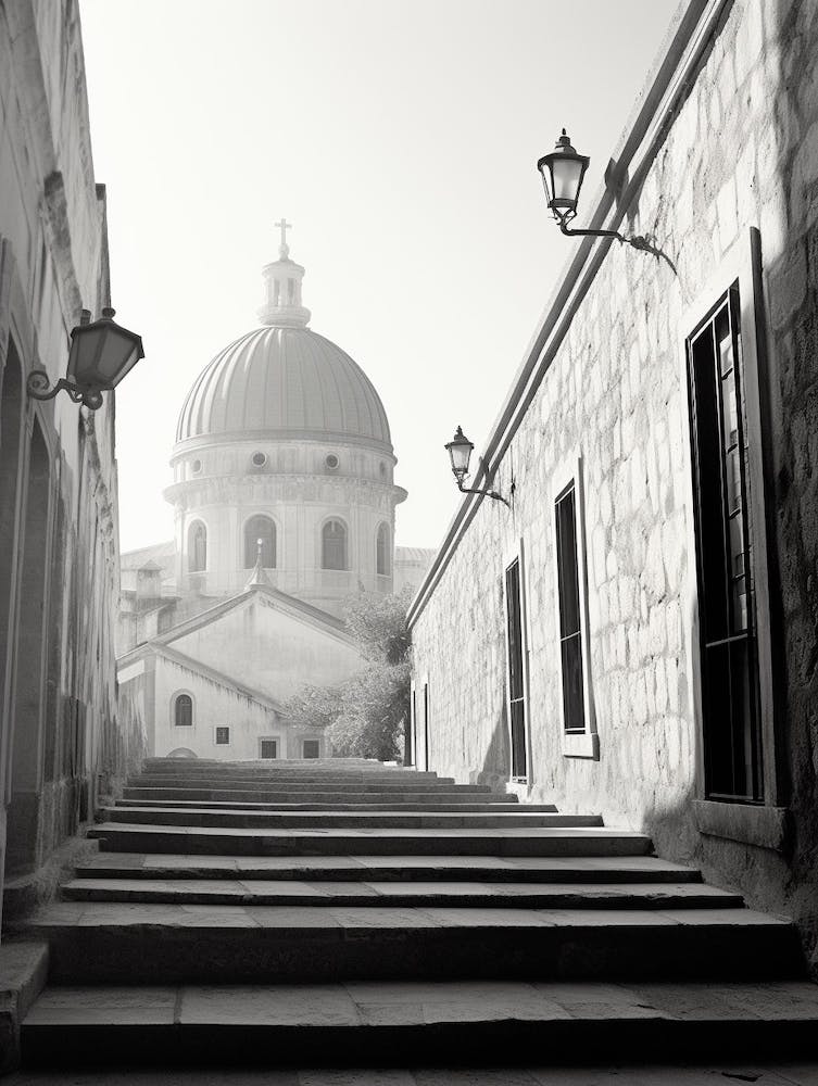 Dubrovnik, Croatia, Black And White Old Photo 1