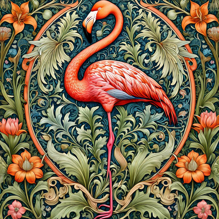 william morris Style Flamingo 1