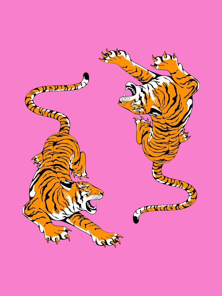 Tiger On Pink Background 2
