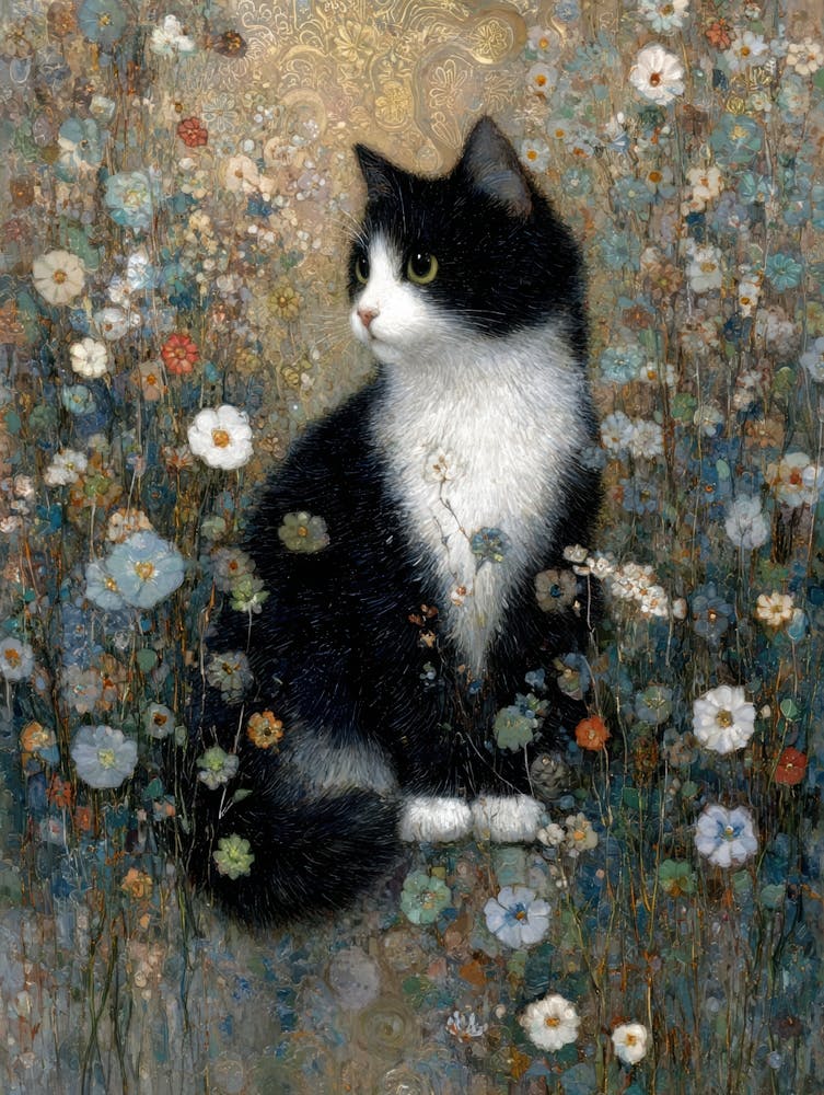 Katze in Blumen 5