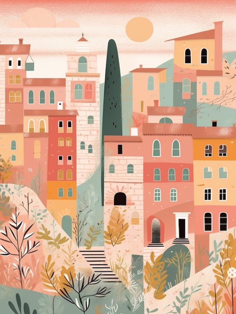 Perugia, Italy Illustration