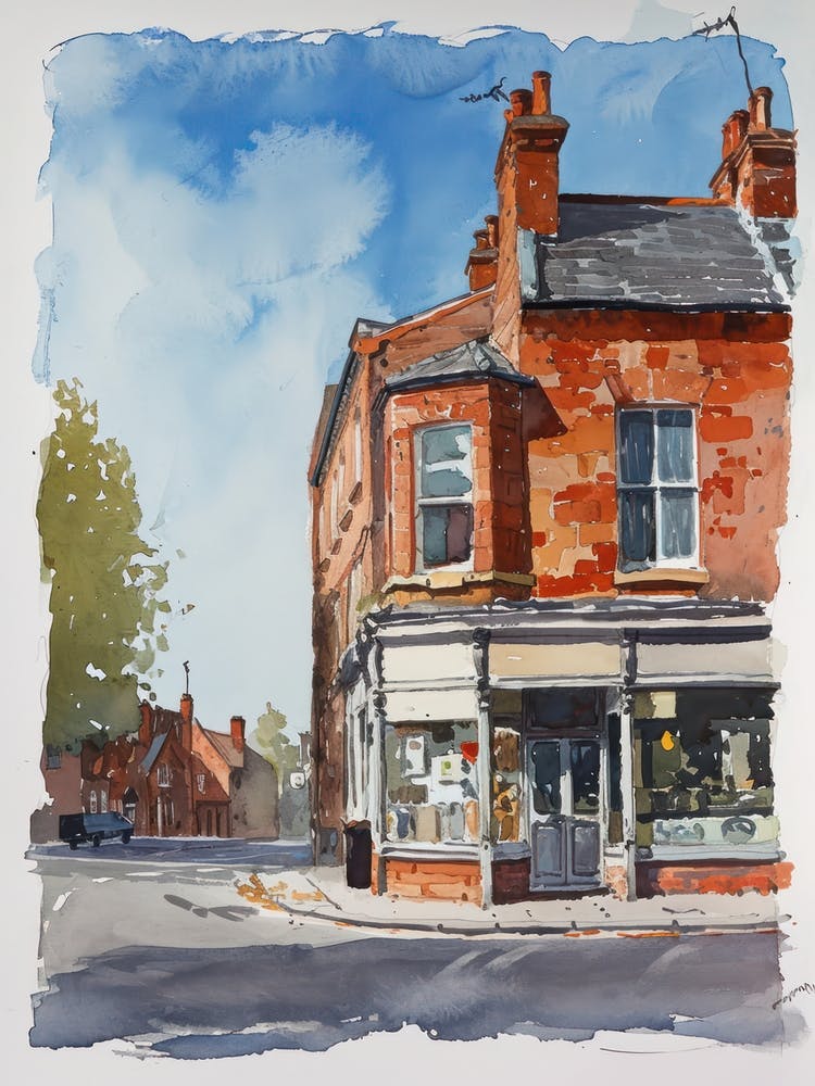 Enfield London Borough Straßen-Aquarell 4